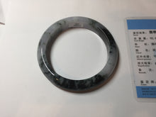 Load image into Gallery viewer, 60.2mm Certified Type A 100% Natural dark green/purple/gray Snowy Pine Mountain Jadeite Jade bangle PF30-1208
