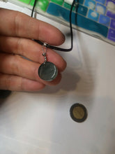 Load image into Gallery viewer, 100% natural  icy watery dark green/gray jadeite jade safe and sound couple pendant pair BG4
