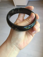 Load image into Gallery viewer, 63.9mm 100% Natural dark green/black meteorite Stellar Night sky nephrite bangle HT121-1020
