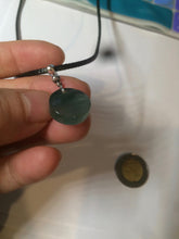 Load image into Gallery viewer, 100% natural  icy watery dark green/gray jadeite jade safe and sound couple pendant pair BG4
