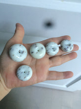 Load image into Gallery viewer, 100% Natural white beige with black/brown flying dandelions Osmanthus fragrant cheese cake nephrite Jade pendant/worry stone HT68
