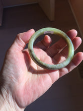 Load image into Gallery viewer, 55.5mm Certified Type A 100% Natural green yellow/sugar brown flying dandelions nephrite Jade bangle HN54-0476
