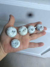 Load image into Gallery viewer, 100% Natural white beige with black/brown flying dandelions Osmanthus fragrant cheese cake nephrite Jade pendant/worry stone HT68
