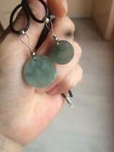 Load image into Gallery viewer, 100% natural  icy watery dark green/gray jadeite jade safe and sound couple pendant pair BG4
