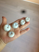 Load image into Gallery viewer, 100% Natural white beige with black/brown flying dandelions Osmanthus fragrant cheese cake nephrite Jade pendant/worry stone HT68
