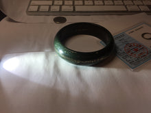 Load image into Gallery viewer, 58mm 100% Natural Dark Green/Black Meteorite Star Trail (星轨) Night Sky Galaxy Nephrite Bangle HN182-5903
