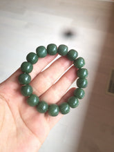 Load image into Gallery viewer, 100% Natural 10.7/11.9mm dark green/gray/black vintage style Jade（碧玉） bead bracelet group HF45
