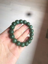 Load image into Gallery viewer, 100% Natural 10.7/11.9mm dark green/gray/black vintage style Jade（碧玉） bead bracelet group HF45
