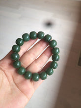 Load image into Gallery viewer, 100% Natural 10.7/11.9mm dark green/gray/black vintage style Jade（碧玉） bead bracelet group HF45
