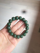Load image into Gallery viewer, 100% Natural 10.7/11.9mm dark green/gray/black vintage style Jade（碧玉） bead bracelet group HF45
