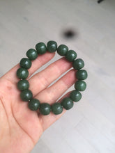 Load image into Gallery viewer, 100% Natural 10.7/11.9mm dark green/gray/black vintage style Jade（碧玉） bead bracelet group HF45
