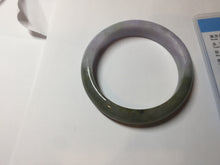 Load image into Gallery viewer, 58.4mm Certified type A 100% Natural half oily dark green gray black(老油青) half purple(half mountain half water, 半山半水) Jadeite bangle PF31-4756
