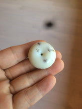 Load image into Gallery viewer, 100% Natural white beige with black/brown flying dandelions Osmanthus fragrant cheese cake nephrite Jade pendant/worry stone HT68
