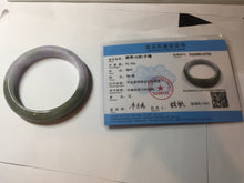 Load image into Gallery viewer, 58.4mm Certified type A 100% Natural half oily dark green gray black(老油青) half purple(half mountain half water, 半山半水) Jadeite bangle PF31-4756
