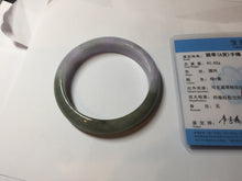 Load image into Gallery viewer, 58.4mm Certified type A 100% Natural half oily dark green gray black(老油青) half purple(half mountain half water, 半山半水) Jadeite bangle PF31-4756
