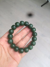 Load image into Gallery viewer, 100% Natural 10.7/11.9mm dark green/gray/black vintage style Jade（碧玉） bead bracelet group HF45
