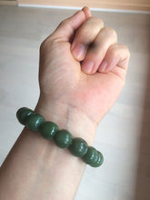 Load image into Gallery viewer, 100% Natural 10.7/11.9mm dark green/gray/black vintage style Jade（碧玉） bead bracelet group HF45
