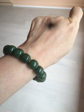Load image into Gallery viewer, 100% Natural 10.7/11.9mm dark green/gray/black vintage style Jade（碧玉） bead bracelet group HF45
