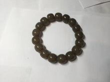 Load image into Gallery viewer, 100% Natural 12x11mm dark sugar brown black gray(糖料) vintage style nephrite Jade bead bracelet HF82
