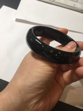 Load image into Gallery viewer, 58.5mm 100% Natural dark green/black meteorite Stellar Night sky nephrite bangle HN86-7597
