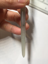 Load image into Gallery viewer, 17.5 cm 100% Natural Light yellow gray black(灰冰) Bamboo-Style Xiu Jade (Serpentine) Hairpin with rose Hanging Ornament AW46

