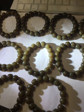 Load image into Gallery viewer, 100% Natural 12x11mm dark sugar brown black gray(糖料) vintage style nephrite Jade bead bracelet HF82
