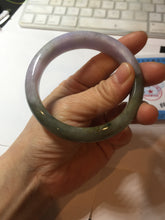Load image into Gallery viewer, 58.4mm Certified type A 100% Natural half oily dark green gray black(老油青) half purple(half mountain half water, 半山半水) Jadeite bangle PF31-4756
