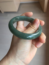 Load image into Gallery viewer, 57.6mm Certified type A 100% Natural oily dark green (老油青) gray black Jadeite bangle PC254-1391

