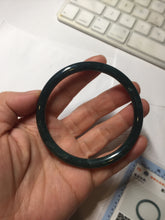 Load image into Gallery viewer, 60mm Certified Type A 100% Natural dark green/blue/gray with Guatemala slim round cut Jadeite bangle BG205-8850
