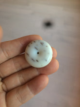 Load image into Gallery viewer, 100% Natural white beige with black/brown flying dandelions Osmanthus fragrant cheese cake nephrite Jade pendant/worry stone HT68
