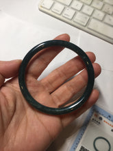 Load image into Gallery viewer, 60mm Certified Type A 100% Natural dark green/blue/gray with Guatemala slim round cut Jadeite bangle BG205-8850
