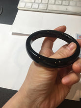 Load image into Gallery viewer, 62.8mm 100% Natural dark green/black meteorite Stellar Night sky square nephrite bangle HN87-7594
