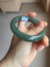 Load image into Gallery viewer, 57.6mm Certified type A 100% Natural oily dark green (老油青) gray black Jadeite bangle PC254-1391
