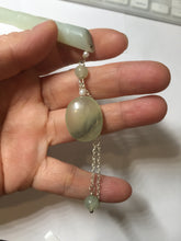 Load image into Gallery viewer, 19.5 cm 100% Natural Light green  yellow gray black Bamboo-Style Xiu Jade (Serpentine) Hairpin with bead Hanging Ornament AW47
