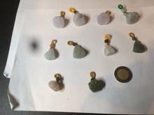 Load image into Gallery viewer, 100% Natural type A dark green/purple/gray Jadeite Jade lotus pod hanger BF40
