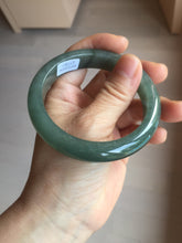 Load image into Gallery viewer, 57.6mm Certified type A 100% Natural oily dark green (老油青) gray black Jadeite bangle PC254-1391
