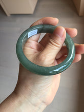 Load image into Gallery viewer, 57.6mm Certified type A 100% Natural oily dark green (老油青) gray black Jadeite bangle PC254-1391
