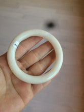Load image into Gallery viewer, 54.9mm certified 100% Natural white/beige round cut nephrite Jade bangle HT89-7851
