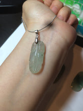 Load image into Gallery viewer, 100% natural type A icy watery light green/dark green jadeite jade leaf pendant group AZ100
