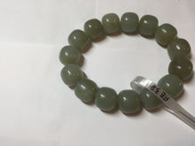 Load image into Gallery viewer, 14x13mm 100% Natural light green/gray vintage style nephrite Jade bead bracelet HF38
