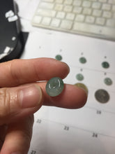 Load image into Gallery viewer, 11.5mm Type A 100% Natural icy watery oily dark green gray black(油青)  Jadeite Jade Safety Guardian Button donuts Pendant group PC222 add on item
