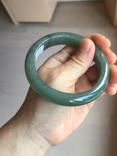 Load image into Gallery viewer, 57.6mm Certified type A 100% Natural oily dark green (老油青) gray black Jadeite bangle PC254-1391
