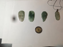 Load image into Gallery viewer, 100% natural type A icy watery light green/dark green jadeite jade leaf pendant group AZ100
