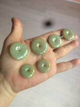 Load image into Gallery viewer, Type A 100% Natural icy green/yellow Jadeite Jade safety Guardian donut Pendant group A123
