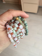 Load image into Gallery viewer, 100% natural type A icy watery light purple/green/white jadeite jade bead bracelet BK109
