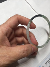 Load image into Gallery viewer, 57mm Certified Type A 100% Natural green/black/gray with dark green floating flowers super slim round cut Jadeite bangle PD47-5770
