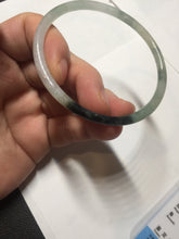 Load image into Gallery viewer, 57mm Certified Type A 100% Natural green/black/gray with dark green floating flowers super slim round cut Jadeite bangle PD47-5770
