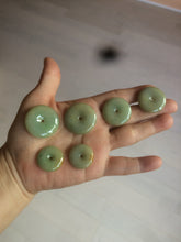 Load image into Gallery viewer, Type A 100% Natural icy green/yellow Jadeite Jade safety Guardian donut Pendant group A123

