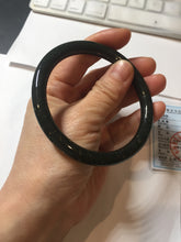 Load image into Gallery viewer, 61.5mm 100% Natural dark green/black round cut nephrite bangle HN88-0752
