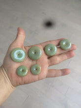 Load image into Gallery viewer, Type A 100% Natural icy green/yellow Jadeite Jade safety Guardian donut Pendant group A123

